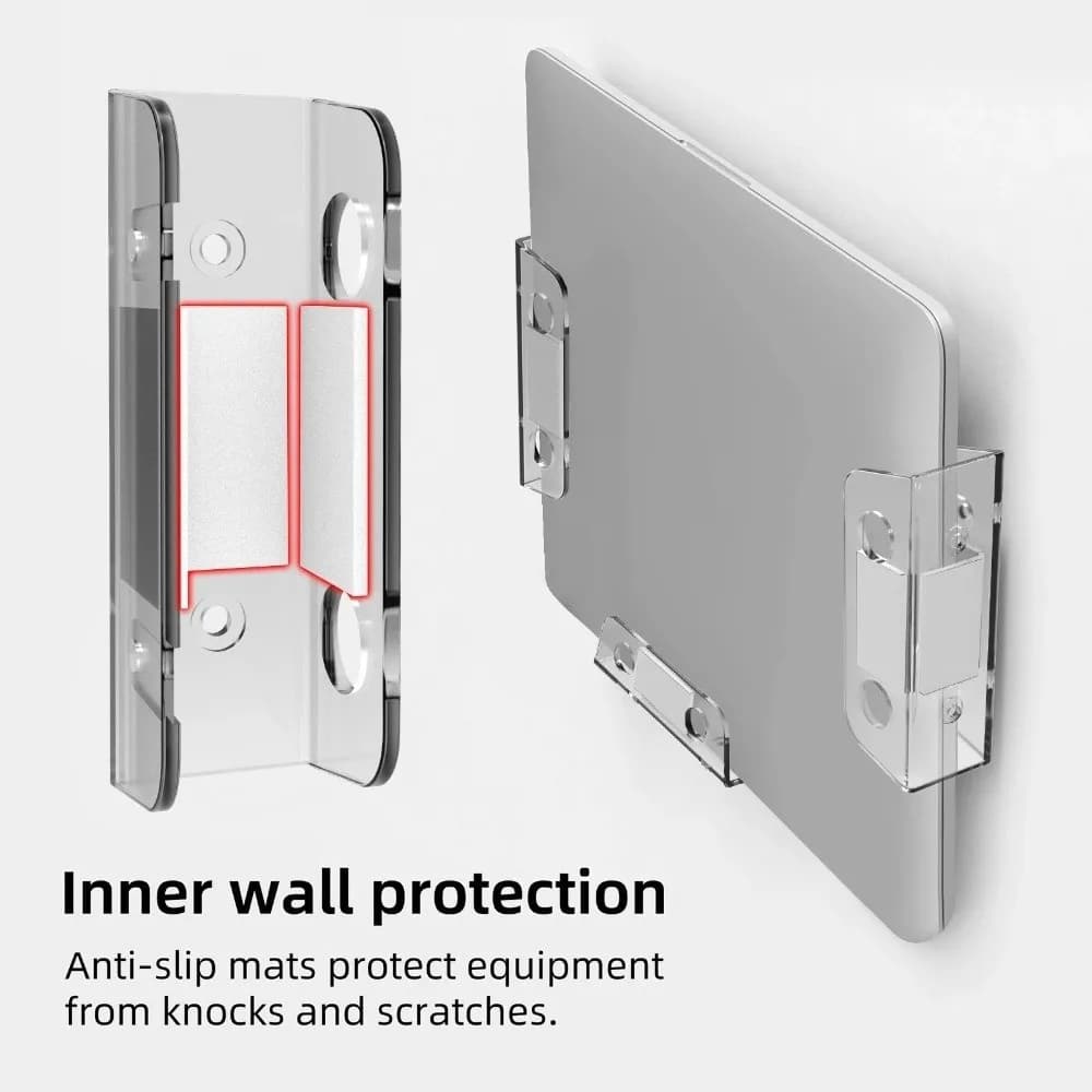 Supporto per laptop da tavolo sotto/montato a parete con cuscinetto in silicone antigraffio Staffa per organizer per laptop antiscivolo