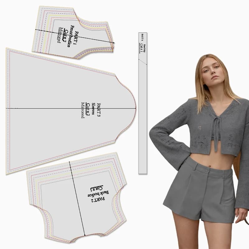 Modelli di cucito per cravatta frontale da donna in 7 taglie (XXS-XXL), kit da cucito per principianti per abbigliamento femminile