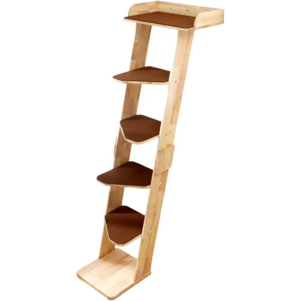 SHENGOCASE ern Albero per Gatti Inclinato a 6 Livelli in Legno Naturale Alto 70 Pollici con Ampia Piattaforma o per Montaggio a Parete o Finestra, Legno Massello