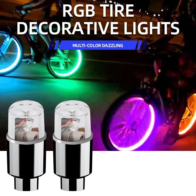 4Pcs Colorful LED Wheel Valve Lights Motorcycle Car Neon Lamp Wheel Tire Valve Caps Universal Dustproof Bicycle Valve Cover