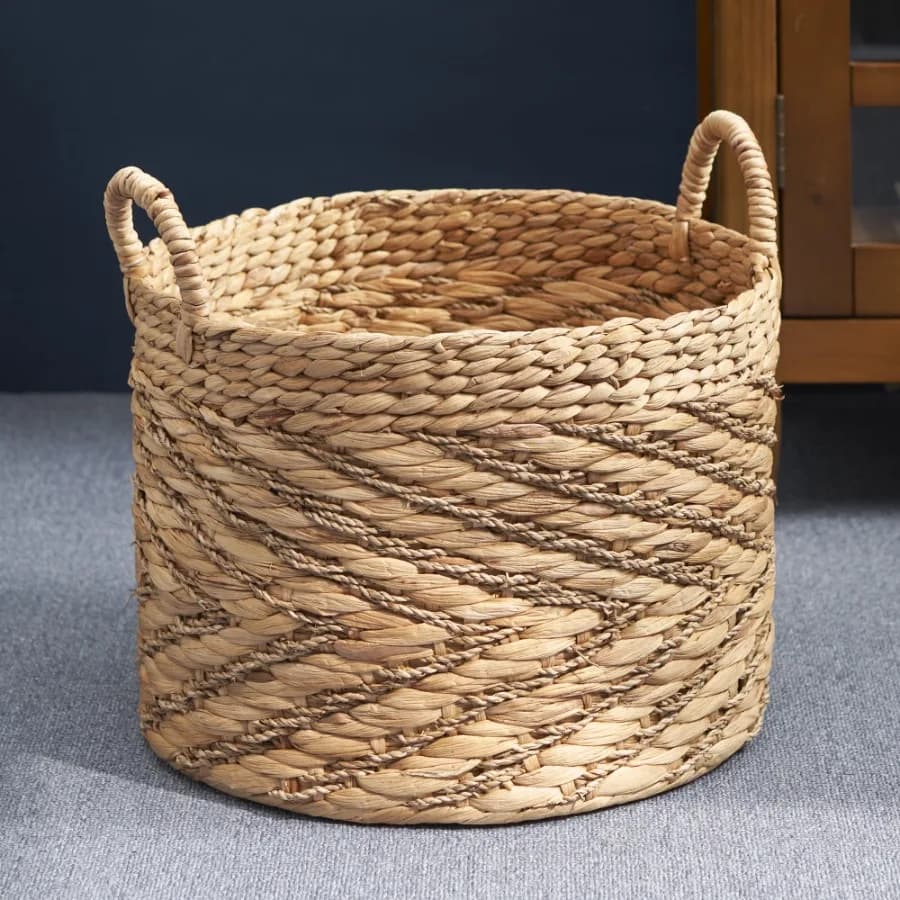 11.5 Gal Laundry Hamper Wicker Laundry Basket with Handles Round Clothes Hamper with Removable Liner Bags Rattan Laundry Basket