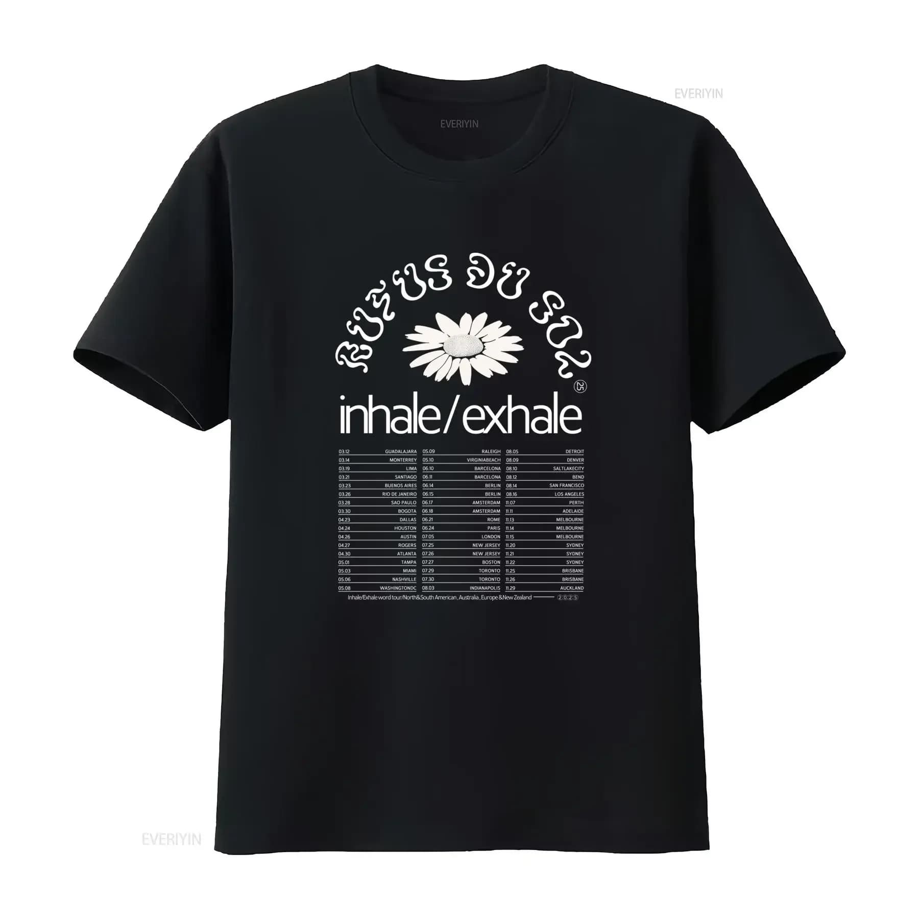 New Rufus Du Sol 2025 Inhale Exhale World Tour T Shirt with Daisy Design vintage Washed streetwear Comfortable Breathable Soft