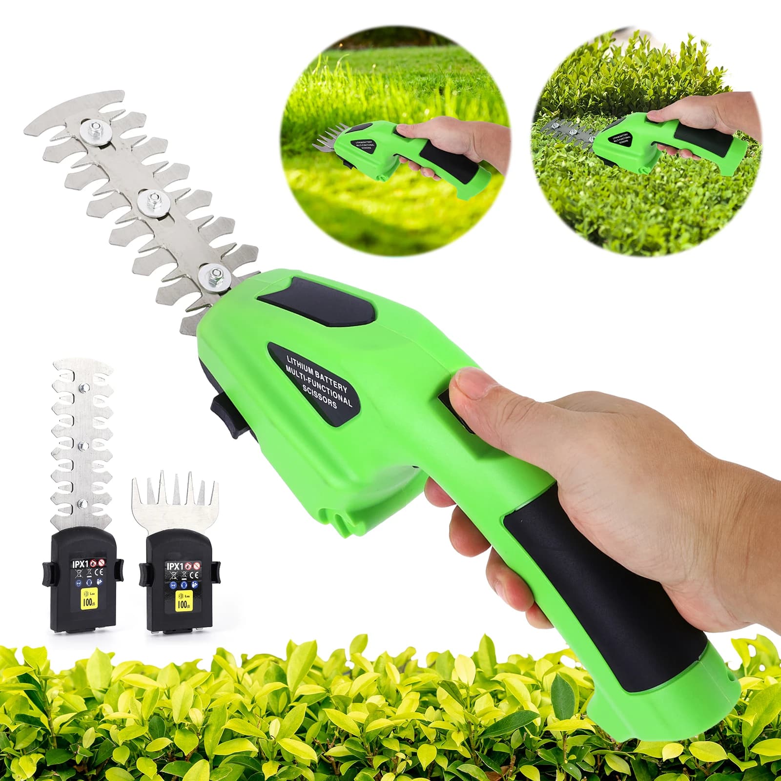 2 in 1 Cordless Electric Hedge Trimmer Handheld Hedge Trimmer Garden Pruning Shears Shrub Trimmer for Garden Yard Lawn