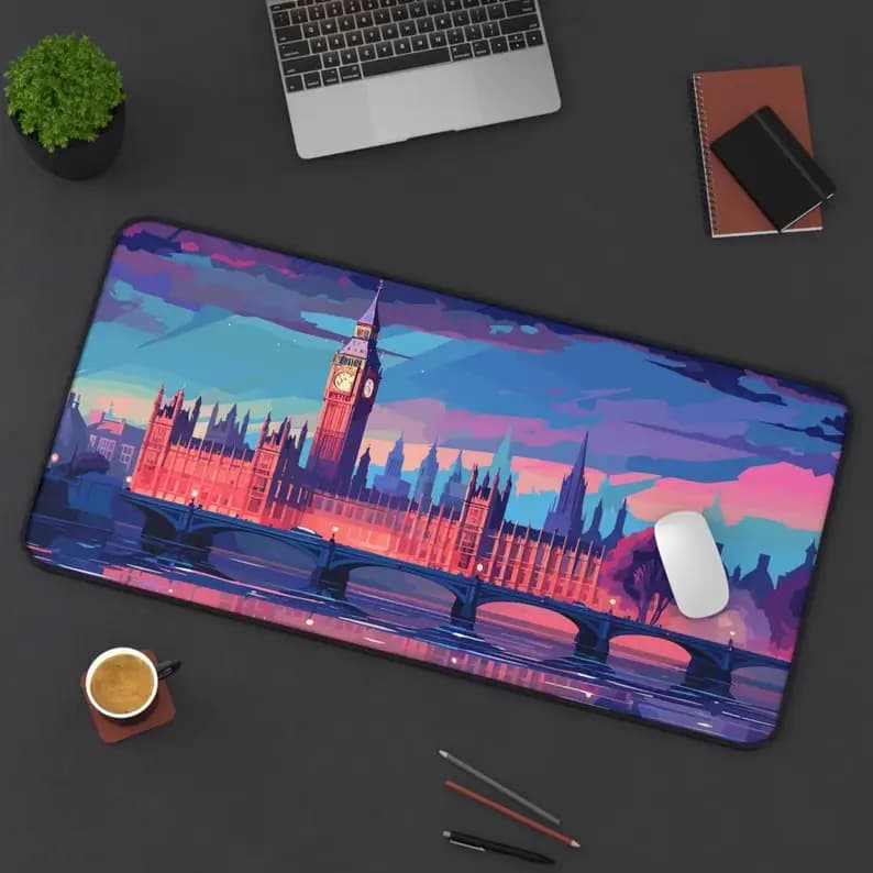 Tappetino da tavolo con fantasia stile Big Ben, decorazione da tavolo carina, tappetino per mouse da gioco impermeabile antiscivolo XXL, regalo perfetto per gli amici