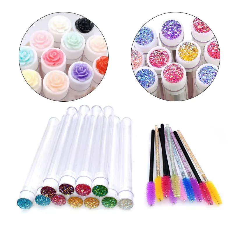 10pcs reusable brush tube eyelashes for extension eyelash brush eyebrow drill resin replaceable Mascara wand Set dust makeup