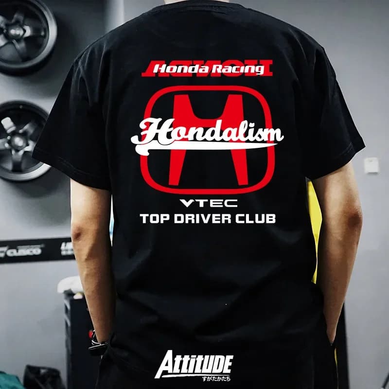 T-shirt 2026 Honda VTEC Racing Club, Maglietta Grafica per Appassionati di Auto JDM, Top da Uomo in Puro Cotone Stile Street
