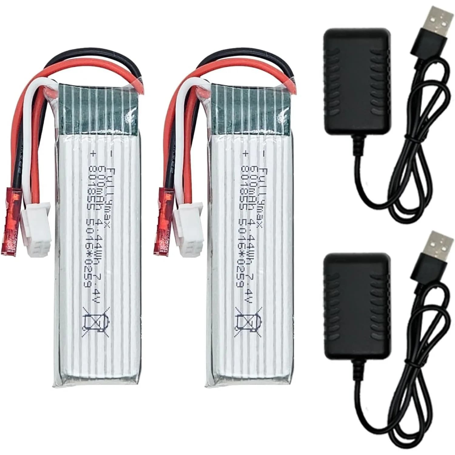 Battery Li-po 2 pieces from 600 mAh with 2 USB charger, rechargeable battery kit compatible with aircraft WLtoys A280 A160 A300 XK RC