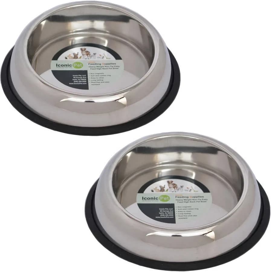 2-Pack Heavy Weight Non-Skid Easy Feed High Back Pet Bowl For Dog Or Cat 8 Oz 1 Cup