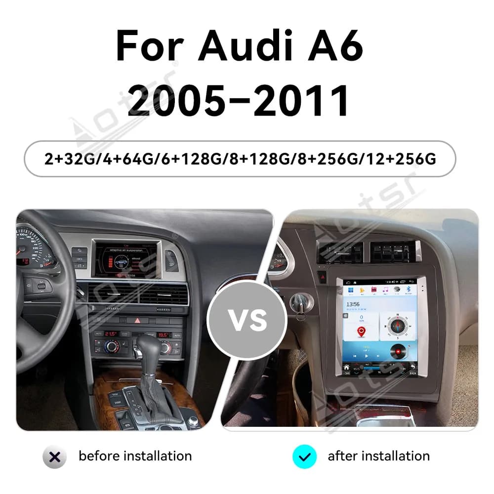 Car Accessories 8+256G Android 15 Car Radio For Audi A6 2005 - 2011 Wireless Carplay GPS Stereo Head Unit