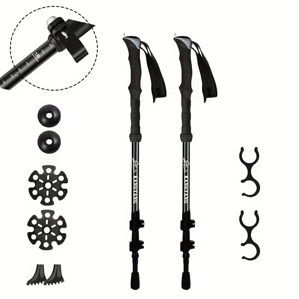 Bastoncini da trekking in fibra di carbonio Bastoni da passeggio leggeri, pieghevoli e telescopici con impugnature estese, paio di 2 bastoncini da trekking Ul