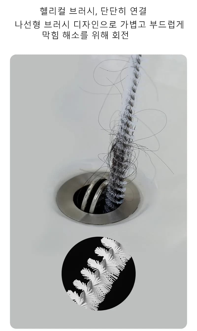 Pipe cleaning brush, flexible brush for cleaning toilet drains, sinks and kitchens, tool for removing clogging and blocking.