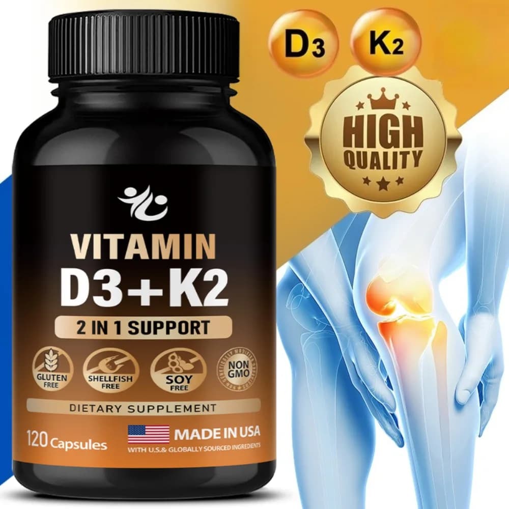 Vitamin D3+K2 Supplement Capsules, Support Immune, Joints, Muscles and Bones