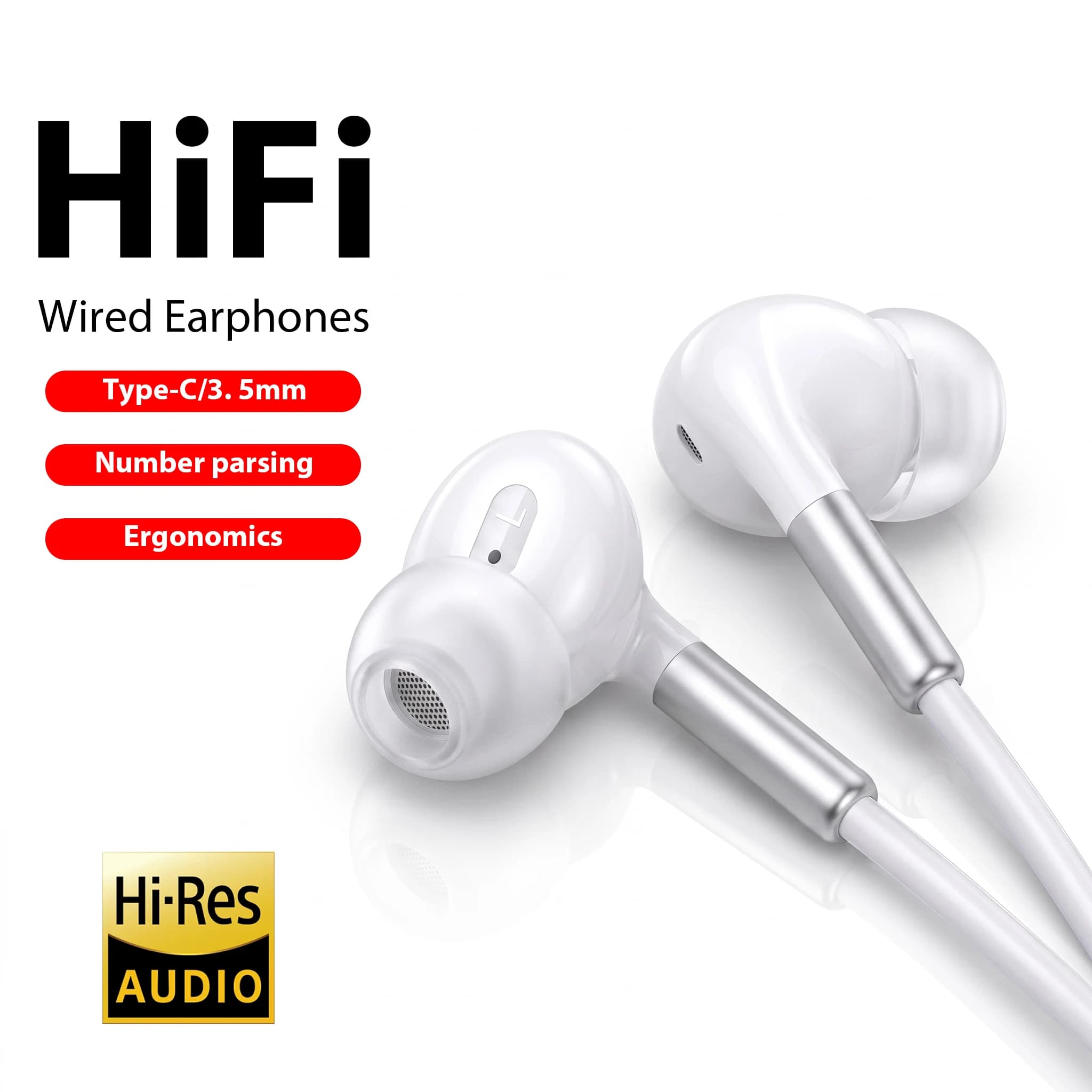 USB Type C Wired Earphones HiFi Stereo Sound 3.5mm in Ear Music Gaming Headphones For iPhone 17 16 Samsung Galaxy Xiaomi Headset