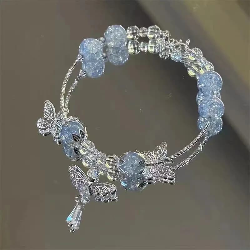 New Luxury Elegant Crystal Beads Bracelet for Women Butterfly Dreamcatcher Tassel Charm Bracelet Party Fashion Jewelry Gift