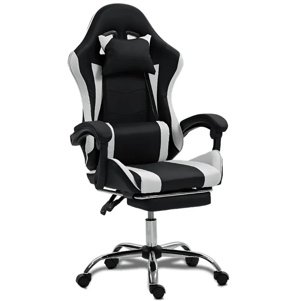 Sedia da gaming con supporto lombare massaggiante, sedia ergonomica per videogiochi per adulti, poggiatesta regolabile, poggiapiedi, reclinabile 90135, 36