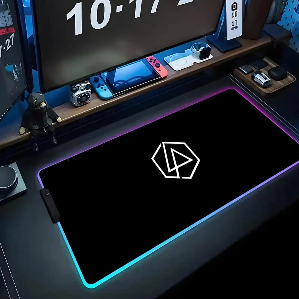 Linkin Park Tappetino per mouse Tappetino per mouse da gioco RGB Tappetino per LED grande Tappetino per scrivania per PC Tappetino per mouse luminoso Tappetini per tastiera grande Tappeto da tavolo con retroilluminazione