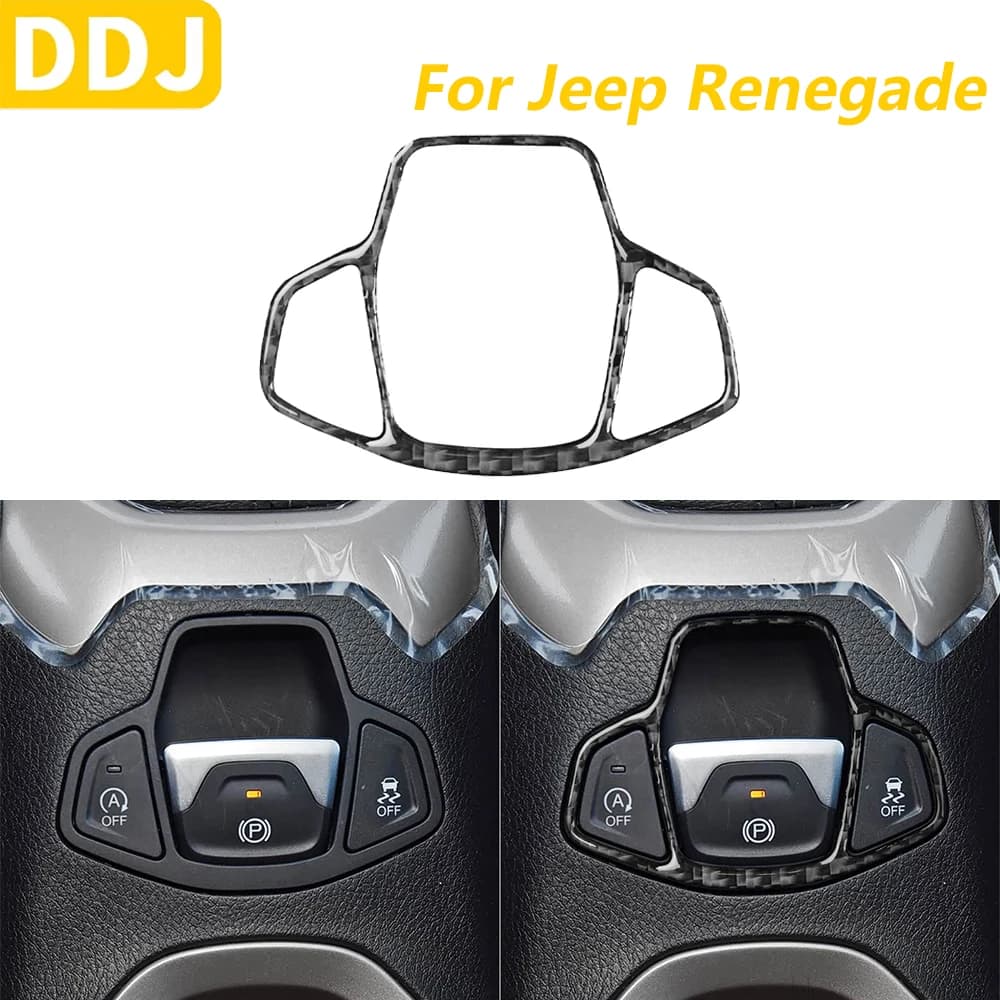 For Jeep Renegade 2014-2023 Carbon Fiber Electronic Standing Brake Control Panel Frame Cover Decorative Car Accessories Wall decal
