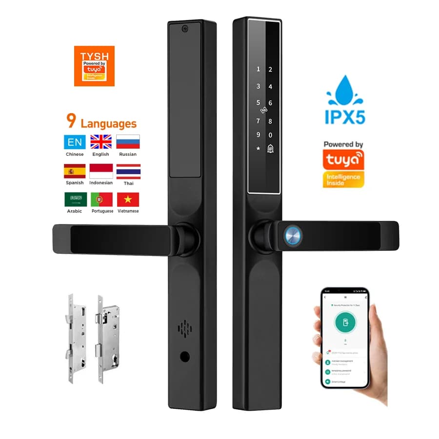 Tuya App Impronte digitali Serratura per porta Codice Chiave per scheda Serratura per porta intelligente Serratura elettronica digitale di sicurezza per la casa