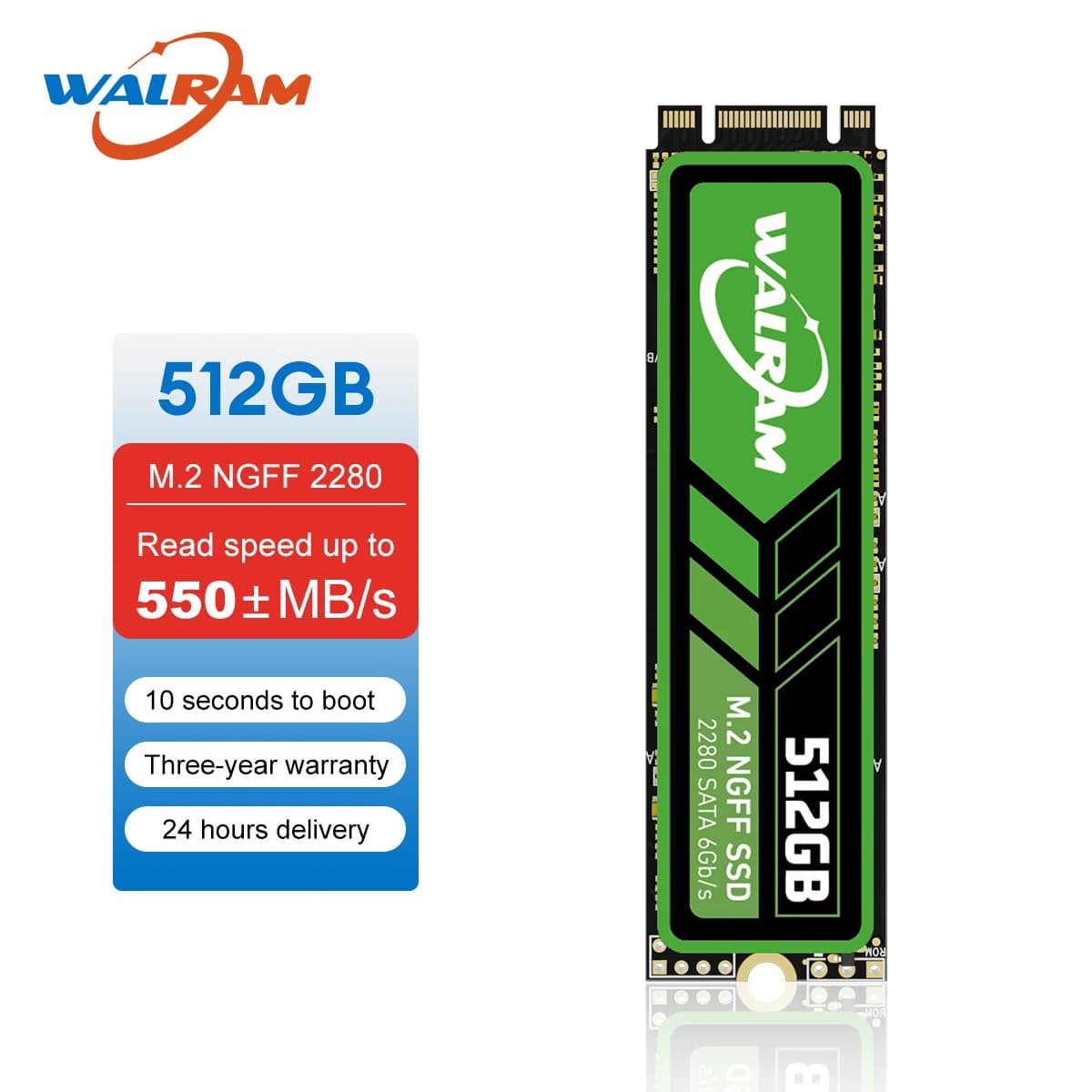 WALRAM M.2 NGFF SATA SSD 128GB 256GB 512GB 1TB NGFF 2280 Interno M2 Unità a stato solido HDD 1 TB Disco rigido per PC Desktop Laptop