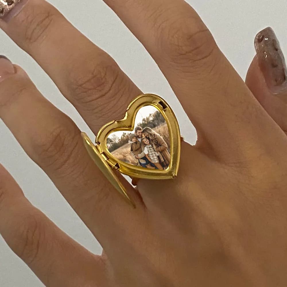 Openable Album Photo Frame Locket Ring Personalized Picture Signet Ring Memorial Jewelry Gifts Anniversary Relationship Jewelry