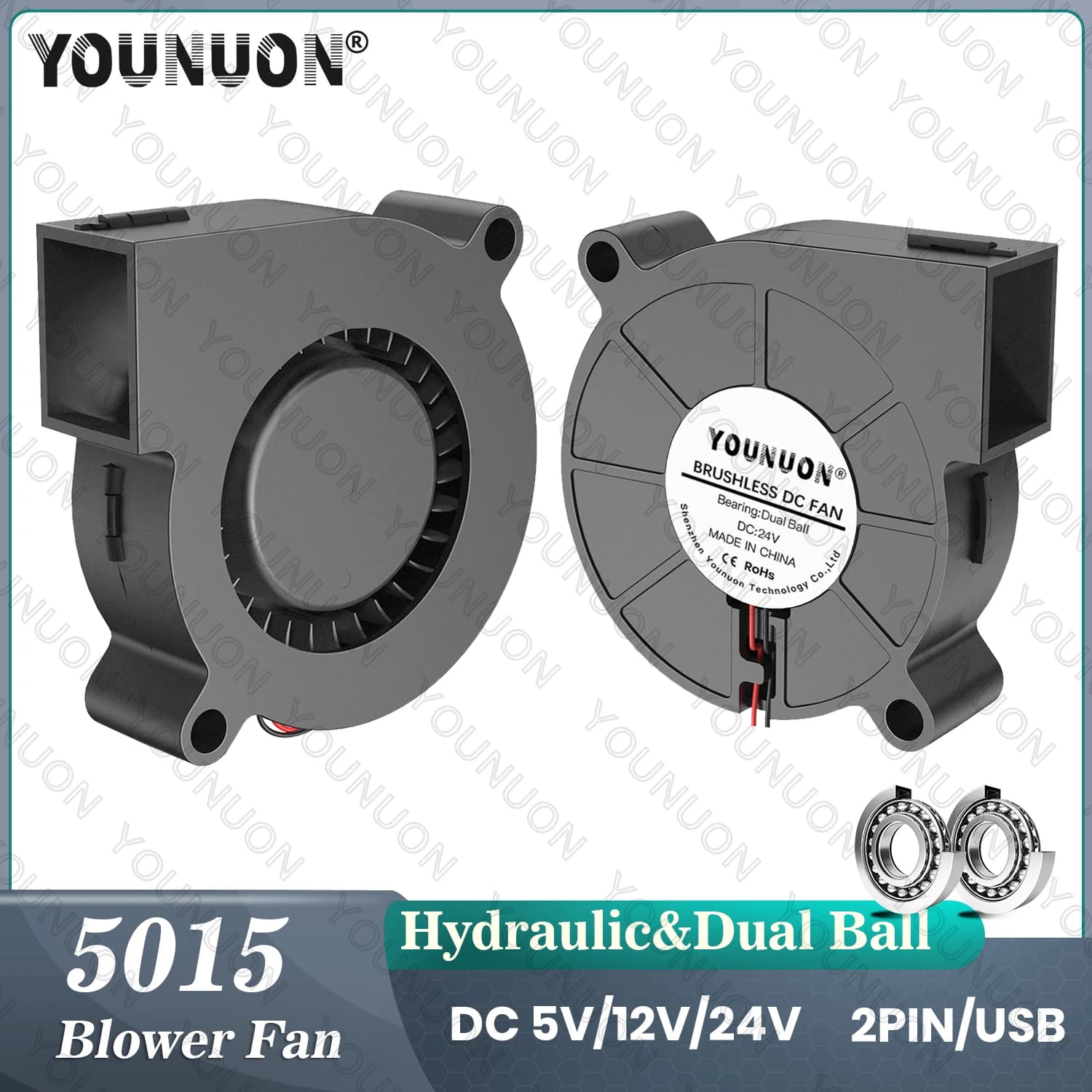 2 pezzi doppio cuscinetto a sfere 50x50x15MM DC ventilatore ventilatore 50mm stampante 3D ventola 5V/12V/24V 5cm 5015 ventilatore ventola di raffreddamento