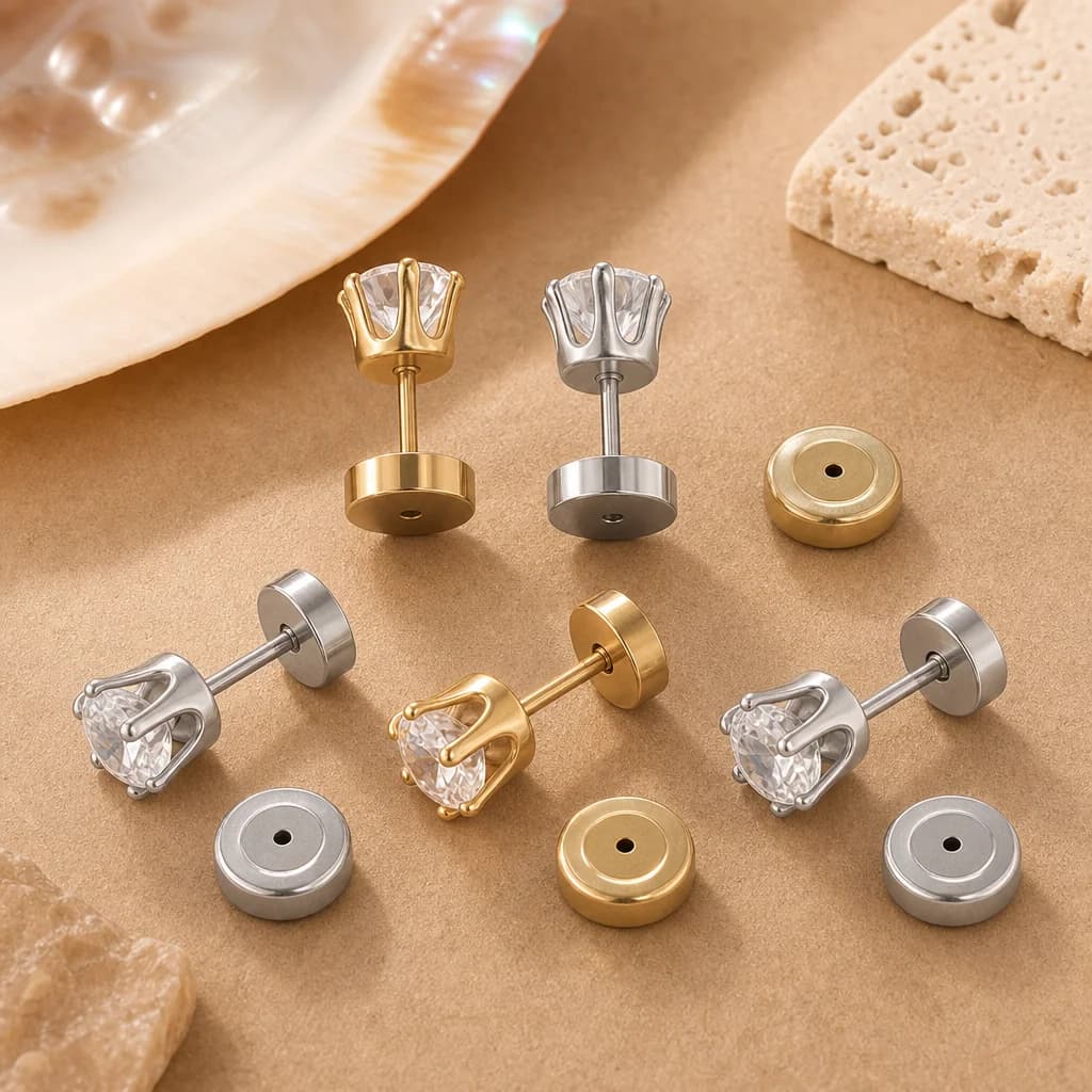 2/4pcs Stainless Steel Earring Backs for Ear Studs Ears Push Pierced Backers Replacements Earrings Support Supplies Accessories