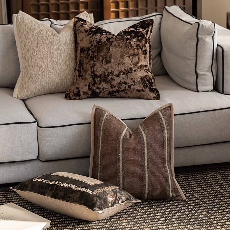Collezione marrone Cuscini Federa per cuscino moderna semplice quadrata Fodera per cuscino decorativa geometrica di lusso per la decorazione della casa della sedia del divano