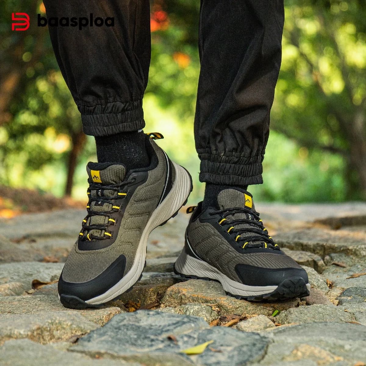 Baasploa Men Hiking Shoes High Quality Male Trekking Climbing Outdoor Sneaker Non-Slip Comfortable Waterproof Sprort Shoes