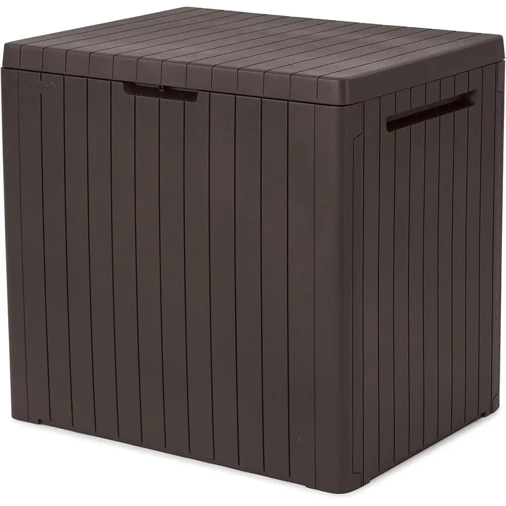 Brown Outdoor Plastic Storage Box for Garden Furniture, 57.8 x 44 x 54.8 cm