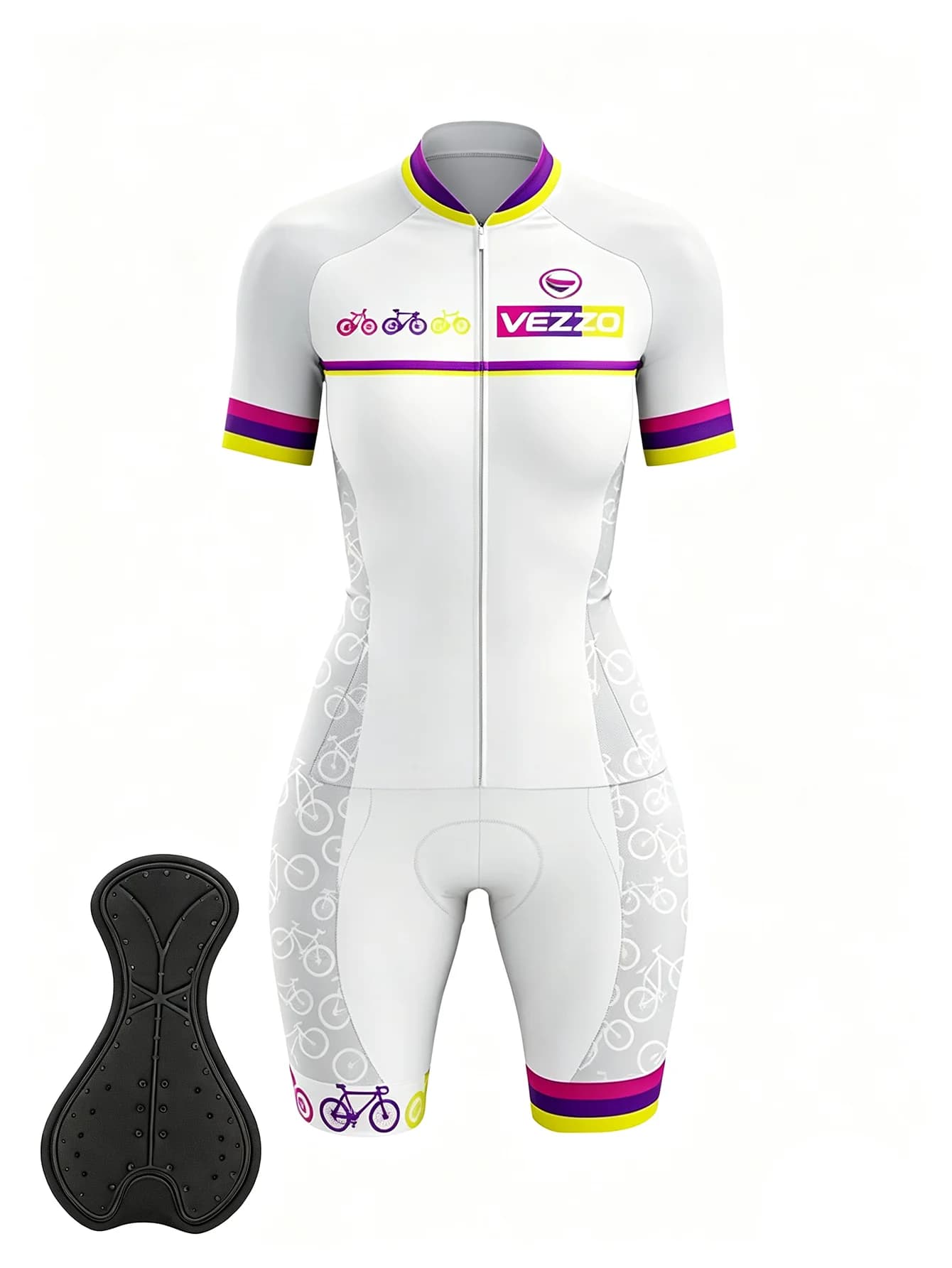 Sunny Sport Women’s Bike Onesie Short Sleeve Shorts, Full Zip Crewneck Breathable Quick Dry Lightweight Cycling Suit