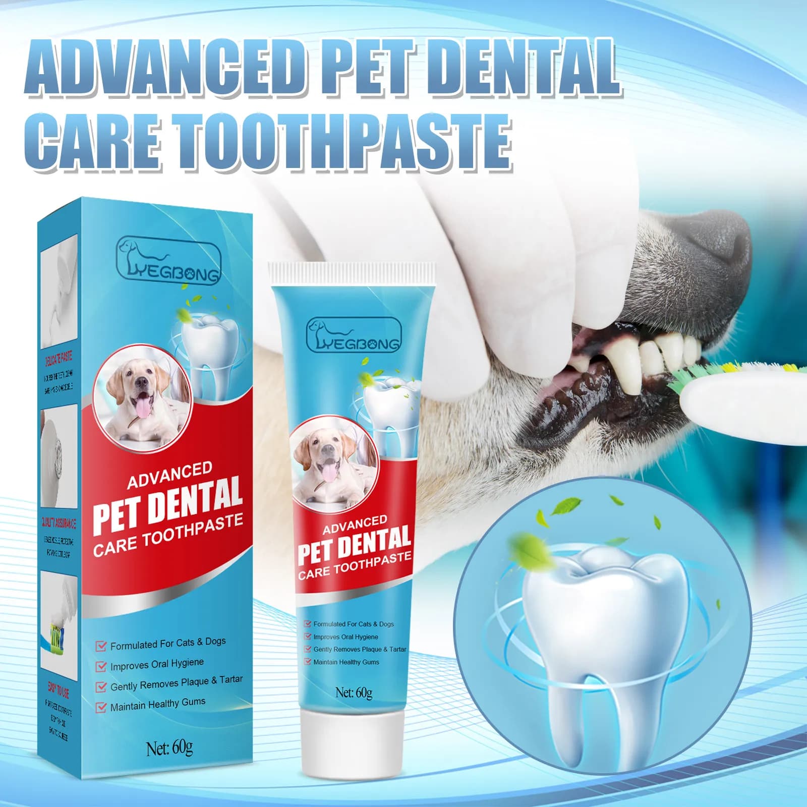 Dentifricio per Animali Domestici Formula Commestibile Controllo del Tartaro Rinfresca l'Alito Pulizia Orale Delicata per Cani e Gatti Tutte le Razze Uso Quotidiano Migliora le Gengive