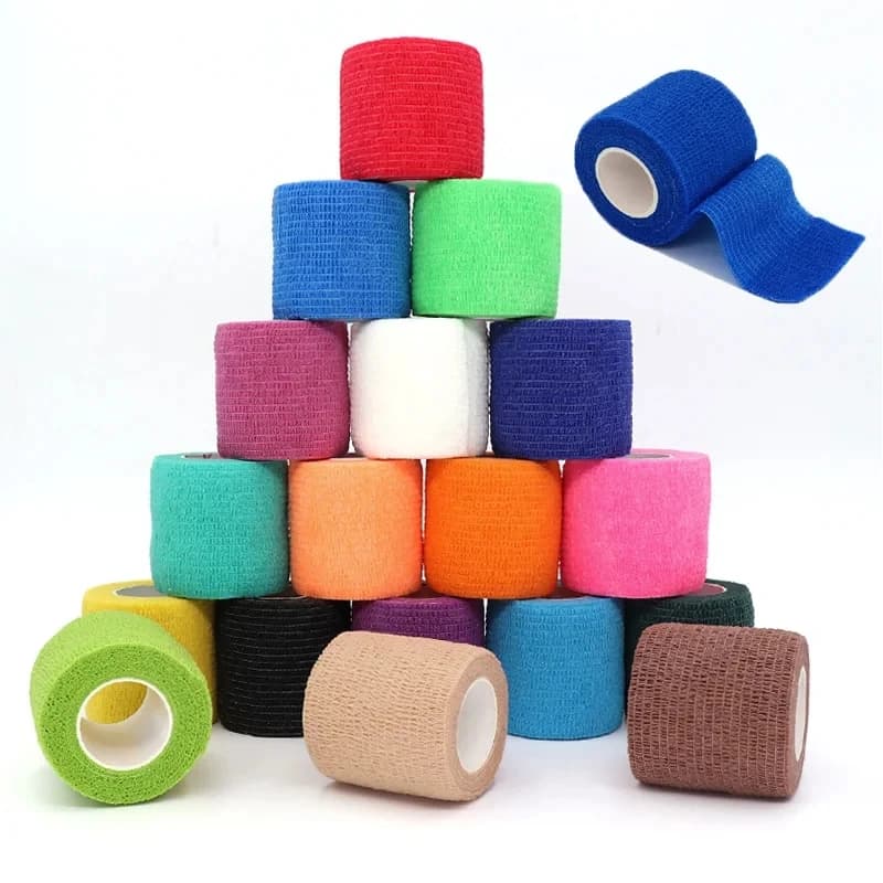 10 pezzi colorati sportivi autoadesivi nastro avvolgente per benda elastica per ginocchiere dito caviglia palmo kit di aiuto strumento per tatuaggi per animali domestici caldo