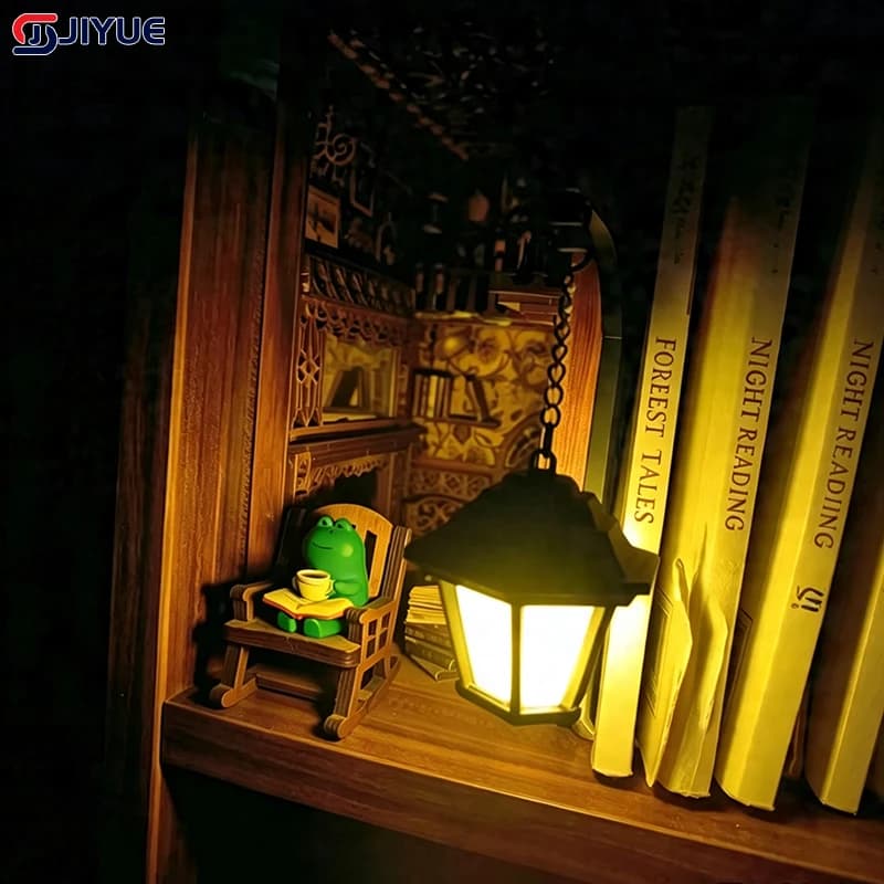 Light Mini Iron Bookcase Night Light Decorative Reading Corner Desk Lamp Book Lover Gift Home Office Decor With Button Battery