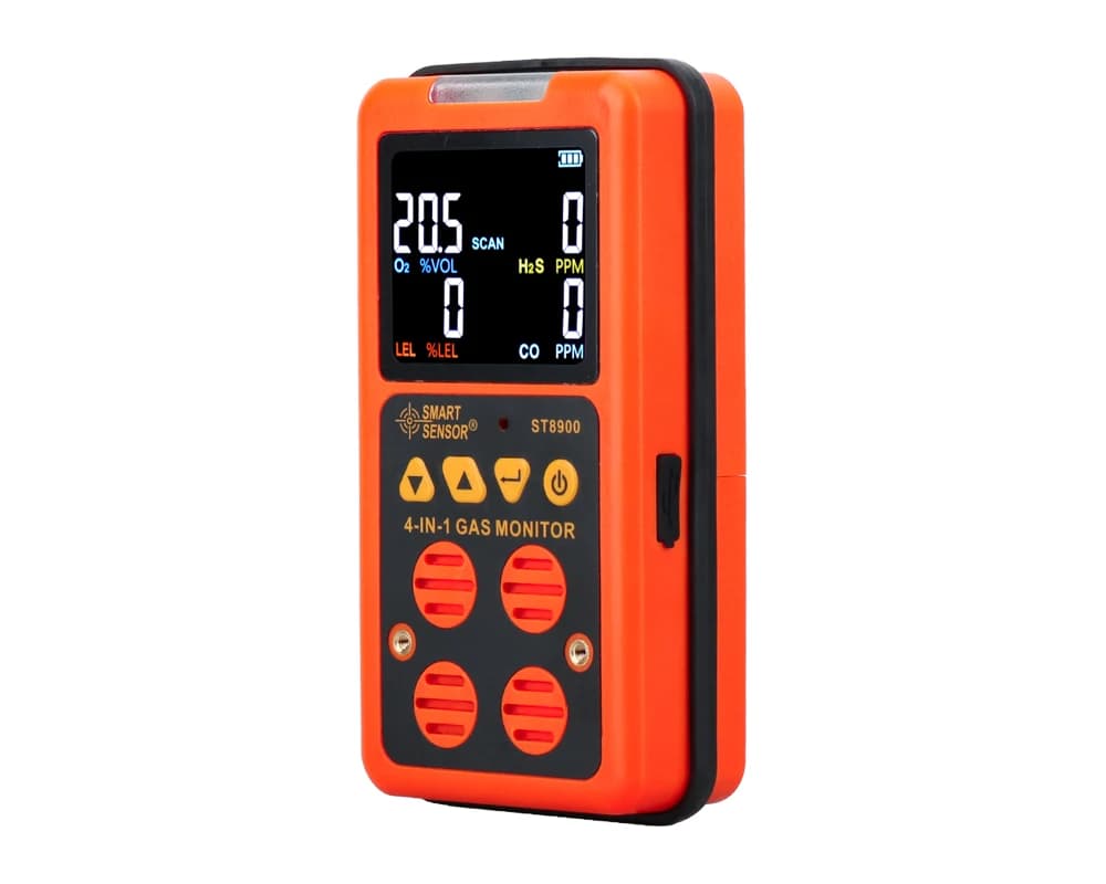 4 in 1 Rilevatore di gas digitale UE O2 H2S CO LEL Mini analizzatore di gas portatile Monitor dell'aria Tester di perdite di gas Misuratore di monossido di carbonio ST8900