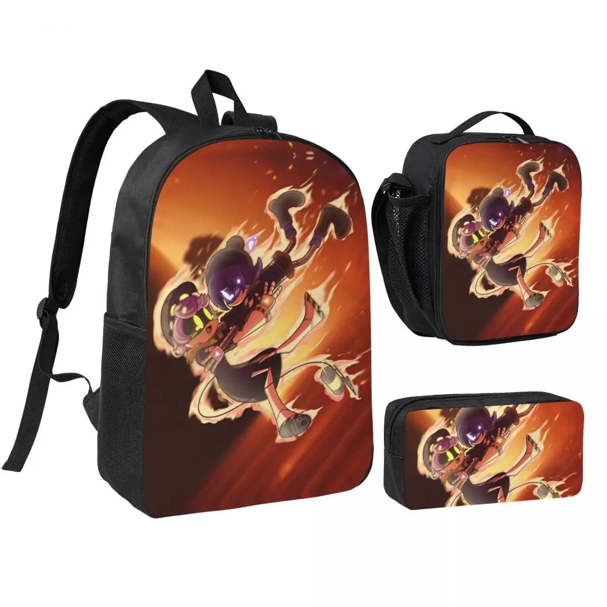 Murders Drones 3pecs/set Backpack for Teenage High School Daypack Lunch bag Pencil Case