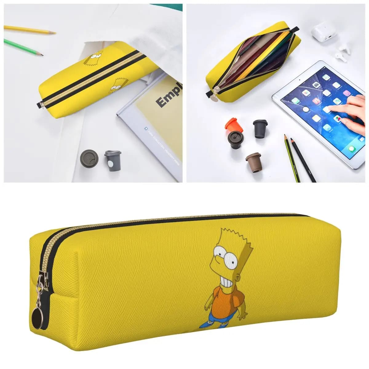 Divertente astuccio per matite dei Simpson, astuccio per penne, borsa portaoggetti grande per bambini, materiale scolastico, articoli di cancelleria e cosmetici