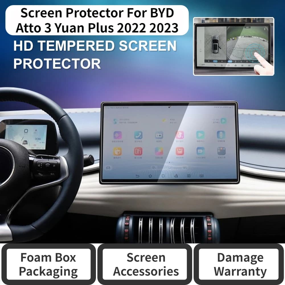 Pellicola Protettiva Touch Screen per BYD Atto 3 Yuan Plus Seal Dolphin 2022 2023 2024 in Vetro Temperato da 12.8 15.6 Pollici per Protezione Navigatore