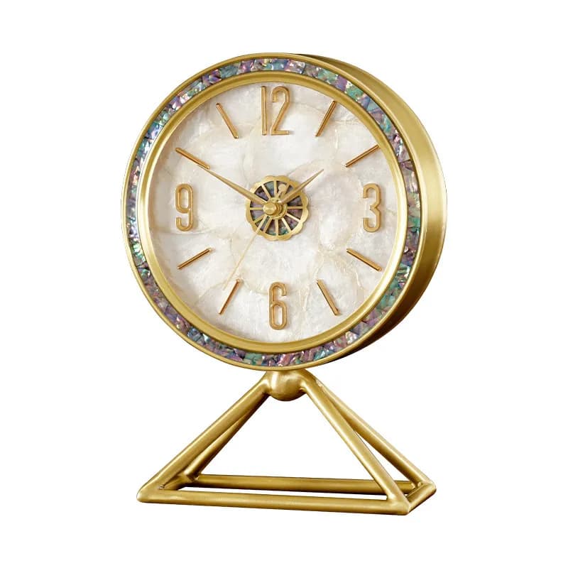 Orologio da tavolo in ottone, moderno, semplice, silenzioso, decorativo, con pendolo, per soggiorno.