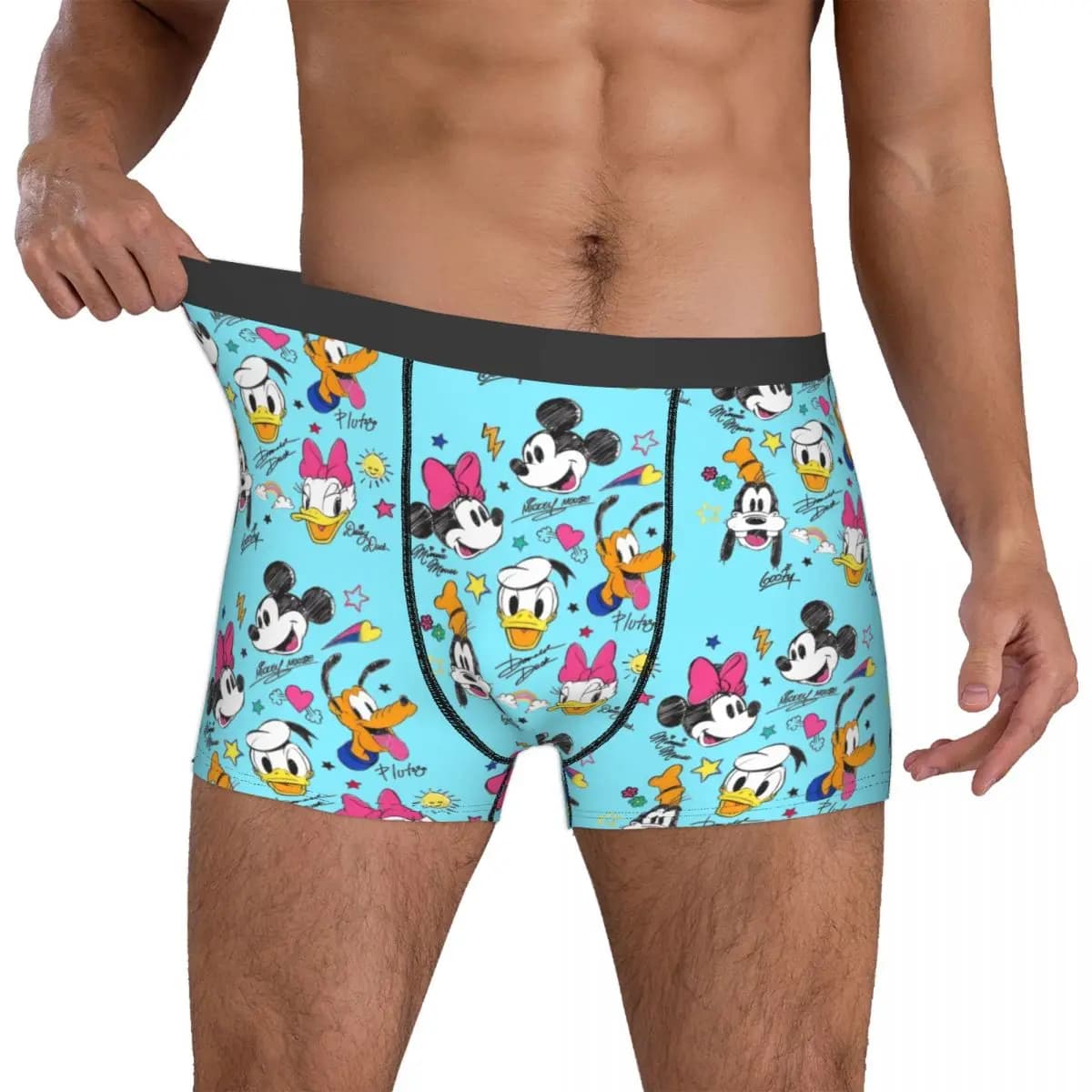 Intimo personalizzato con topolini Mickey Mouse, boxer traspiranti da uomo, slip morbidi da uomo.