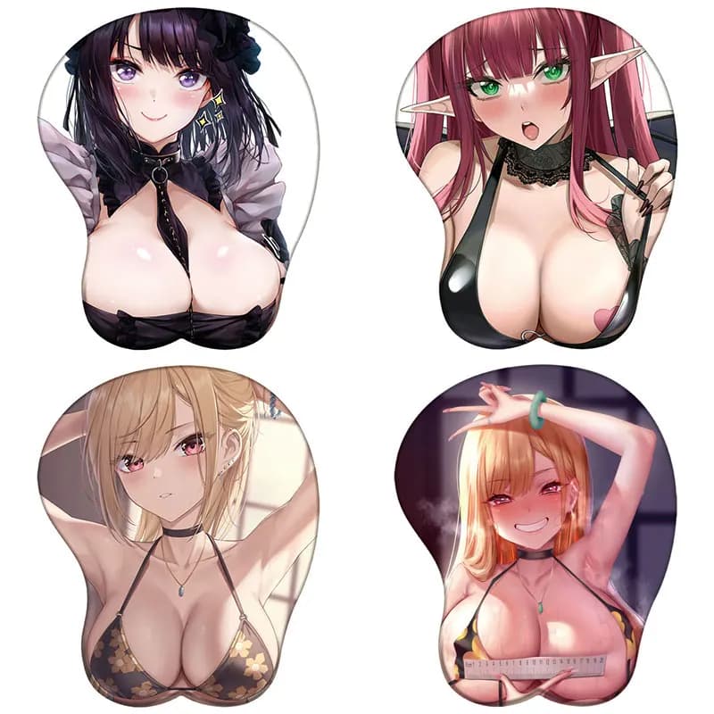 Kitagawa Marin Tappetino per mouse in silicone 3D My Dress Up Darling Polsino 3D Tappetino per mouse Gioco anime Tappetino per mouse con poggiapolsi 3D Hentai sexy