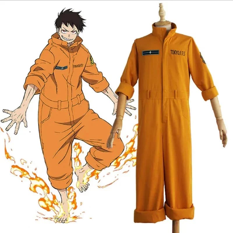 Shinra Kusakabe Costume Fire Force Maki Oze Parrucca Cosplay Kotatsu Tamaki Set 5'B,8.V