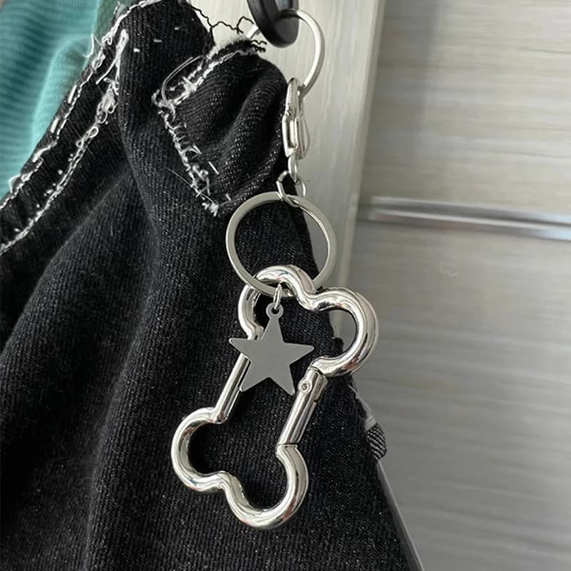 Portachiavi punk cool bone coreano moda stella borsa ciondolo accessori gioielli gotici portachiavi grunge carino