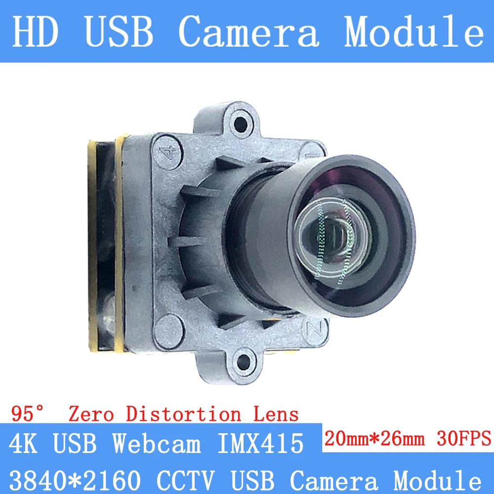 4K AF USB Camera Module with Autofocus, CCTV Webcam 3840x2160 IMX415 30FPS 95 ° UVC 20mmX20mm Without Distortion for Windows Computer