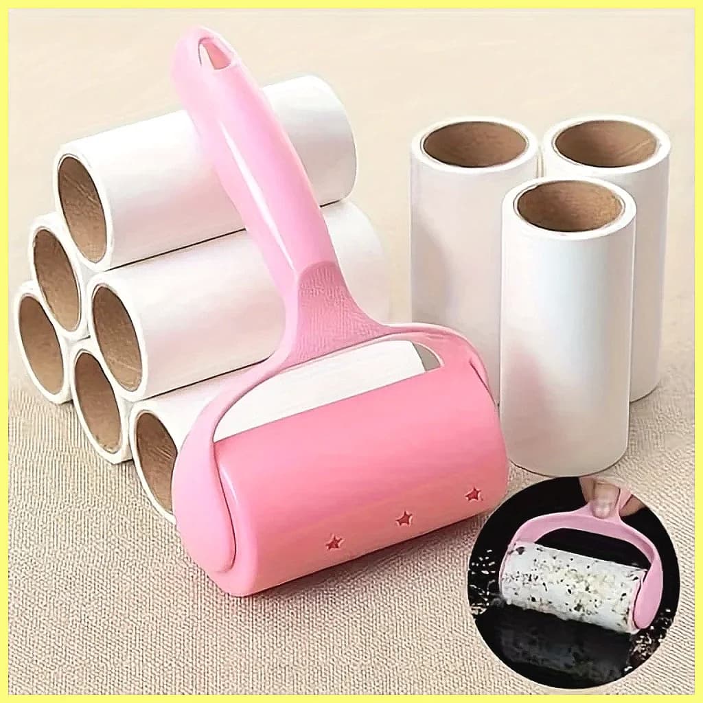 1 Handle + 6 Refill Velvet Brush Roller, 360 Sheets Lint Remover for Clothes, Reusable Fabric Hair & Pet Hair Remover, Portab