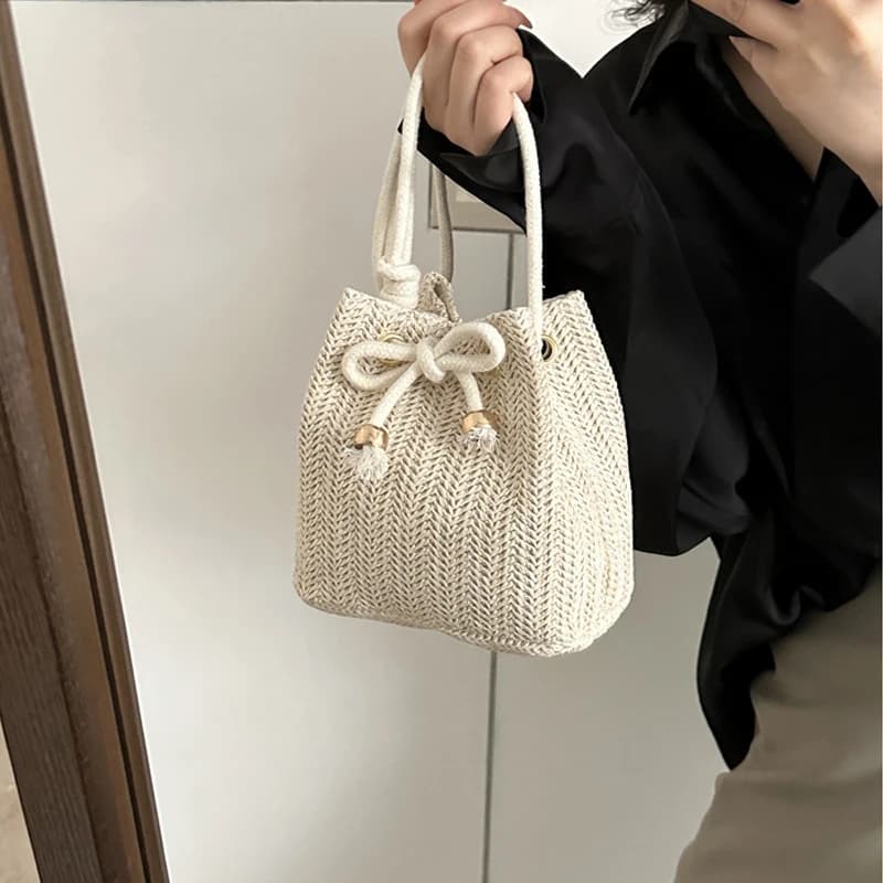 Straw Bags Cute bag Summer beach bag Small straw shoulder bag with adjustable shoulder strap with coulisse