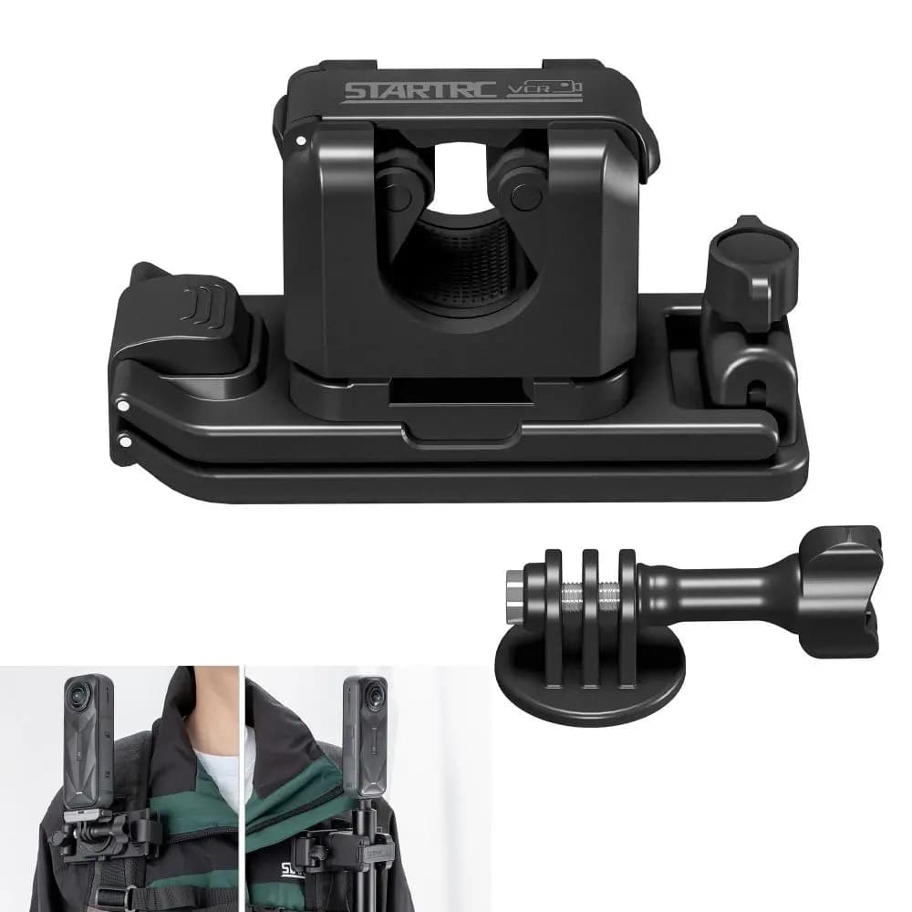 Fondina per selfie stick a sgancio rapido 2 in 1 Supporto per fotocamera con cintura per zaino a mani libere Stabile regolabile per Insta360/DJI