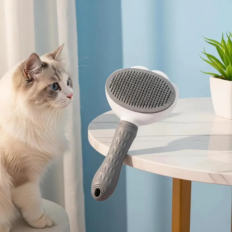 Soft Bristle Self Cleaning Pet Brush Gentle Skin Safe Grooming Comb for Sensitive Skin Dogs Cats