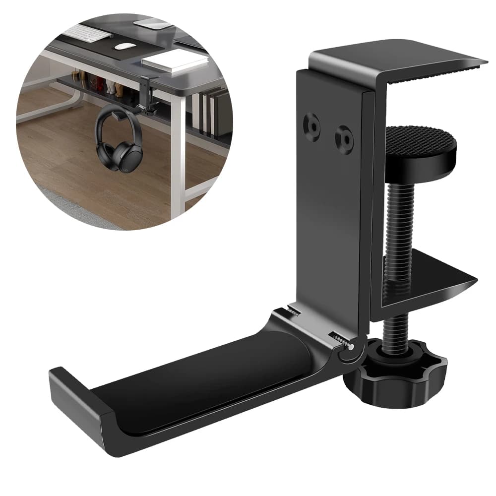 Gancio per cuffie No Punch Gancio per clip da tavolo Supporto per cuffie Supporto per cuffie da scrivania pieghevole Supporto per cuffie da gioco multifunzionale