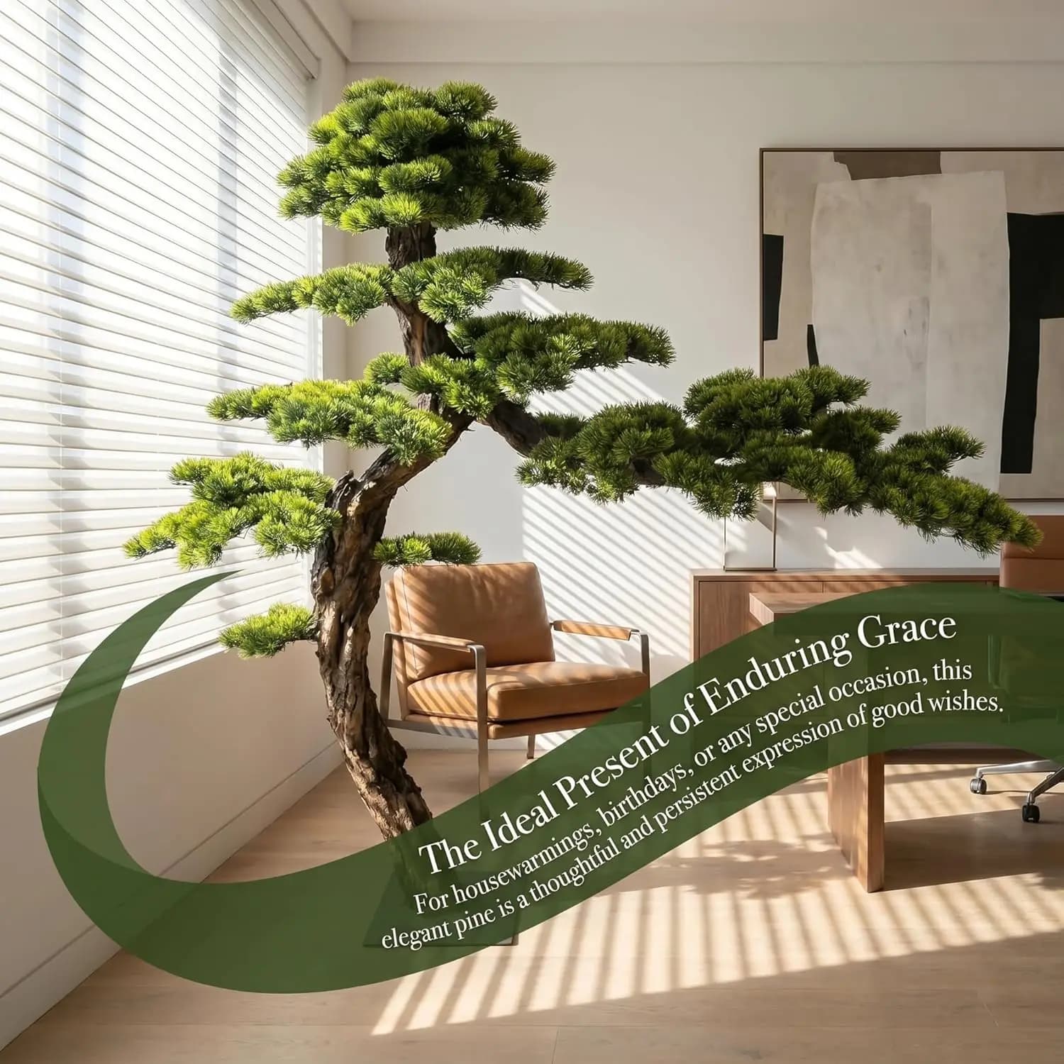 Artificial Bonsai Tree Fake Plants for Home Decor, Welcome Pine Faux Bonsai Tree for Home Office Garden Patio Farmhouse Decor
