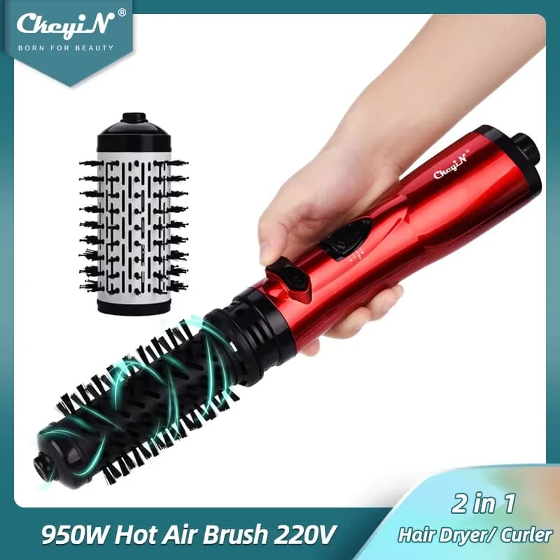 CkeyiN Hair Brush for Hair dryer 2 in 1 Hot Air Rotating Brush Curling Styling Moisturizing for Automatic Round Ionic Hair Dryer